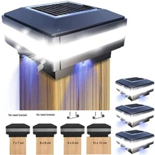 1-4 PACK Solar Post Cap Light Outdoor Fits 4x4 5x5 6x6 Wooden Posts Garden 6000K