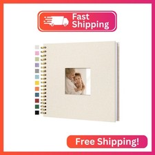 Hiwhy Scrapbook Photo Album Linen Cover, 10 x 10 Inch Hardcover Kraft White Page