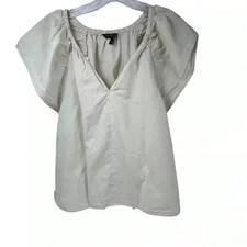 Banana Republic Women's Ivory Flutter Sleeve Blouse Size M Casual