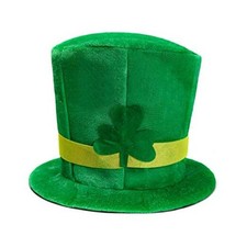 St. Patrick's Day Velvet Green Shamrock Top Hat Green Stovepipe Hat for Party