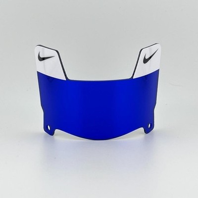 White/Black Nike - Dark Blue Chrome Mini Football Helmet Visor with Blue Clips