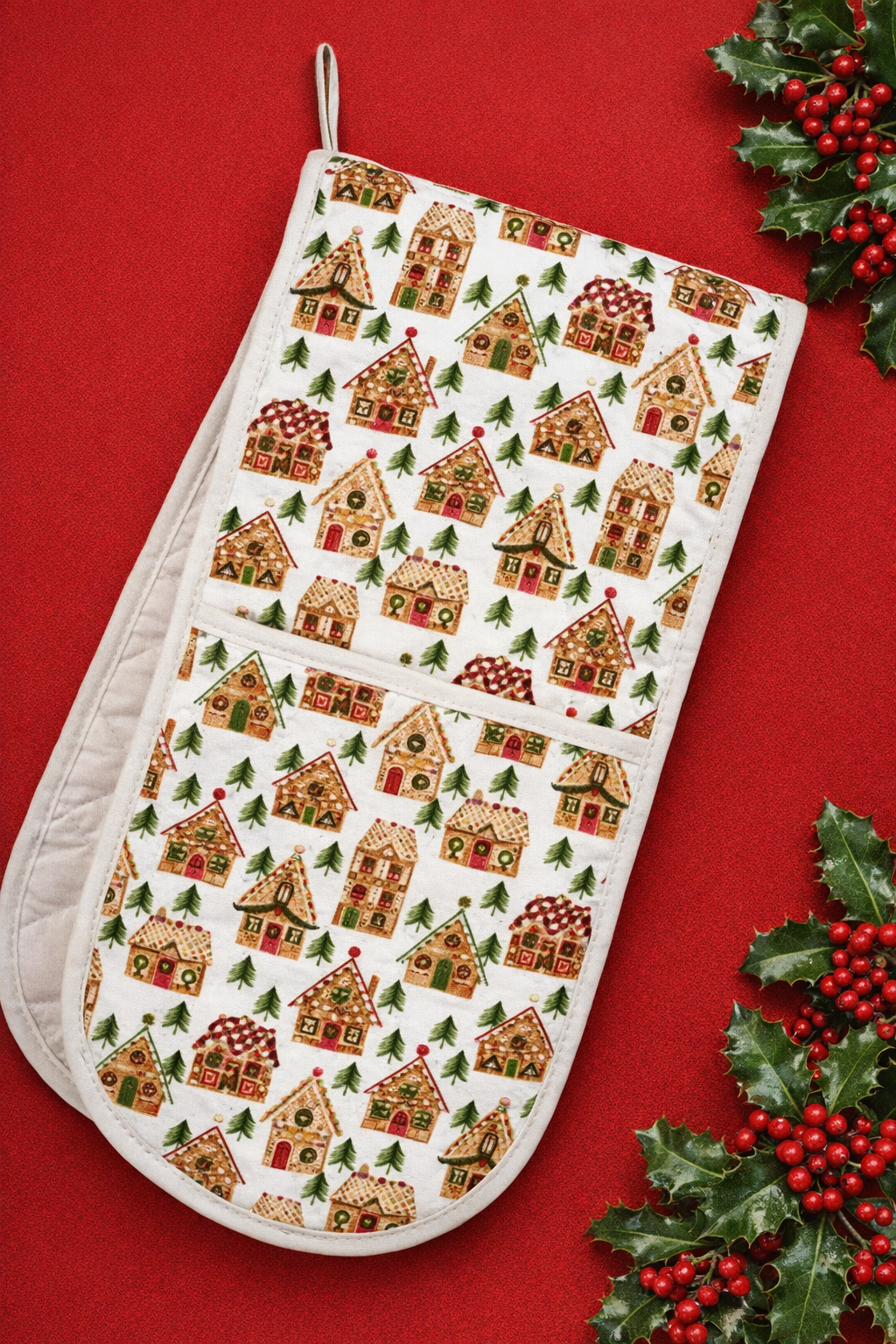 Gisela Graham London – Gingerbread House Oven Glove (Double) - New