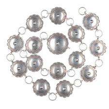 32.5" Vintage Navajo sterling silver hand stamped link concho belt vintage