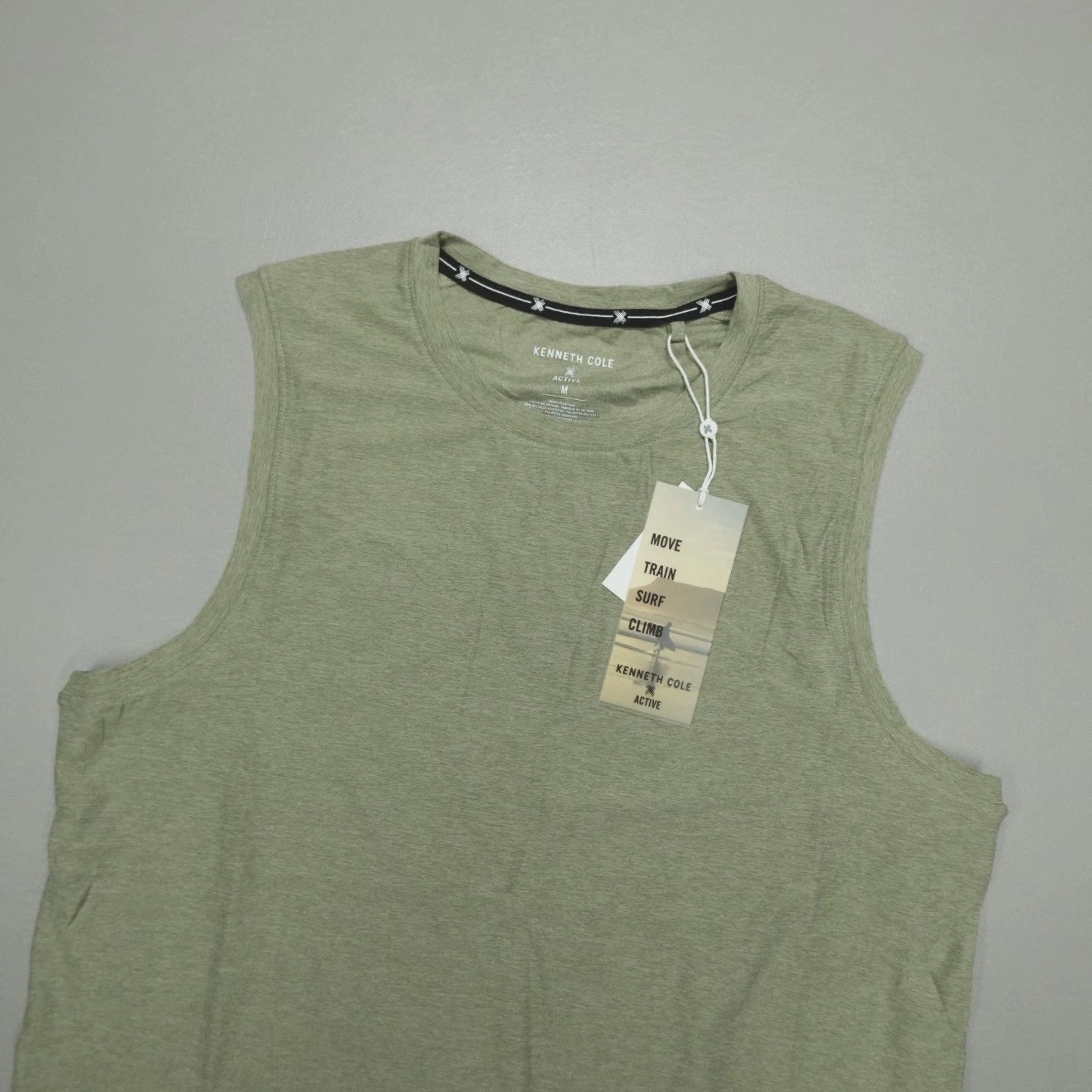 Kenneth Cole Tech Muscle Tee 4 Way Stretch Recycled Oil Green Heather