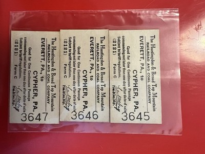 Vintage Huntingdon & Broad Top Mountain Railroad Ticket