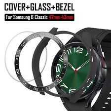 Metal Bezel Watch Case For Samsung Galaxy Watch 6 Classic 47mm Glass Film Bumper