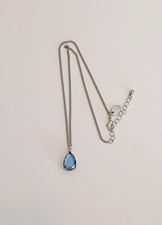 faceted teardrop-shaped blue Crystal minimalist pendant necklace 19