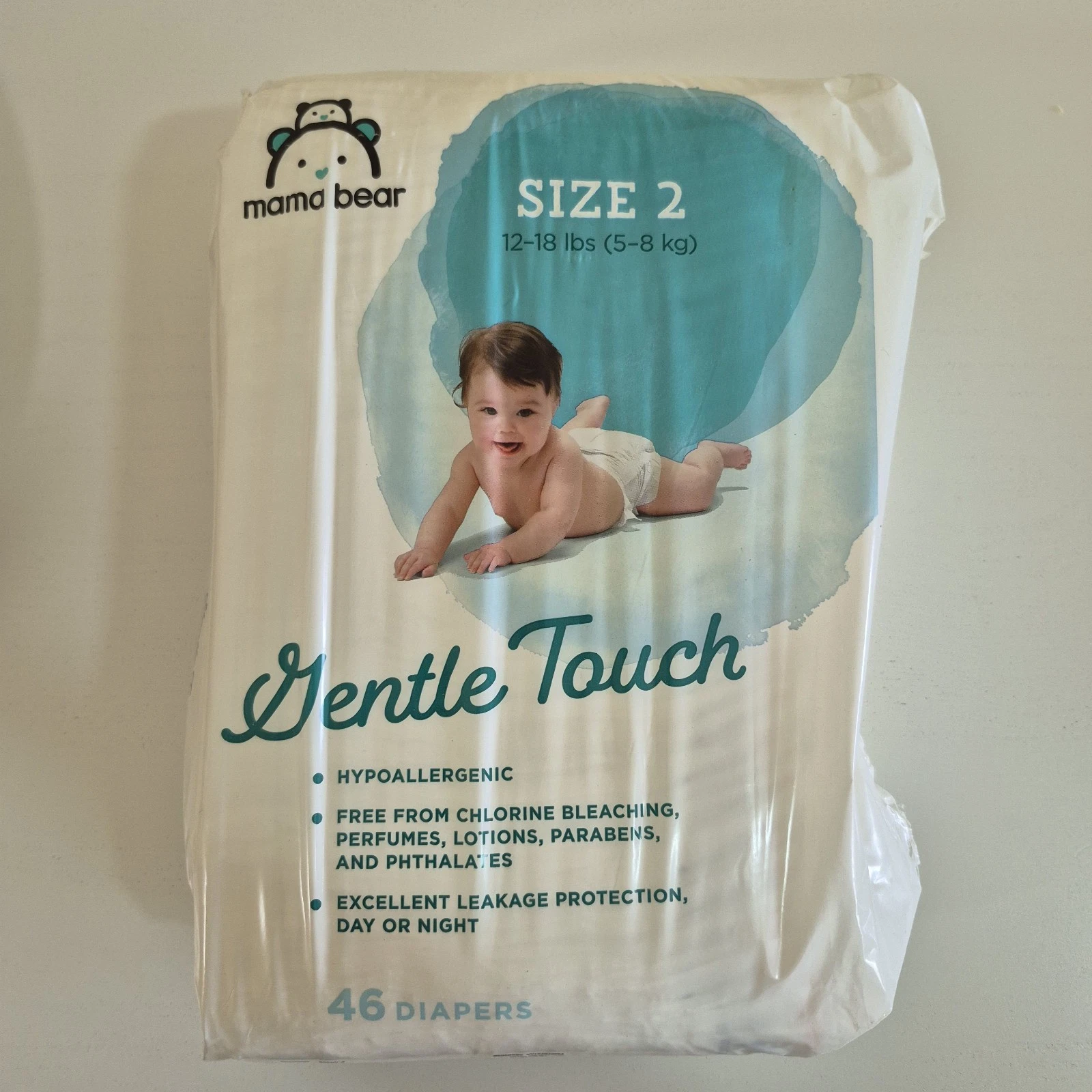 Mama Bear Gentle Touch Hypoallergenic Size 2 (12-18 lbs) Diapers: One Pack of 46