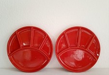JASBA 2 Fondueteller Raclette Antipasti Teller Keramik Rot 70er Vintage