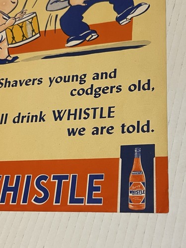 Vintage 1941 Whistle Soda Sign Framed Cardstock Ad Thirsty Just Whistle RARE - Picture 11 of 18