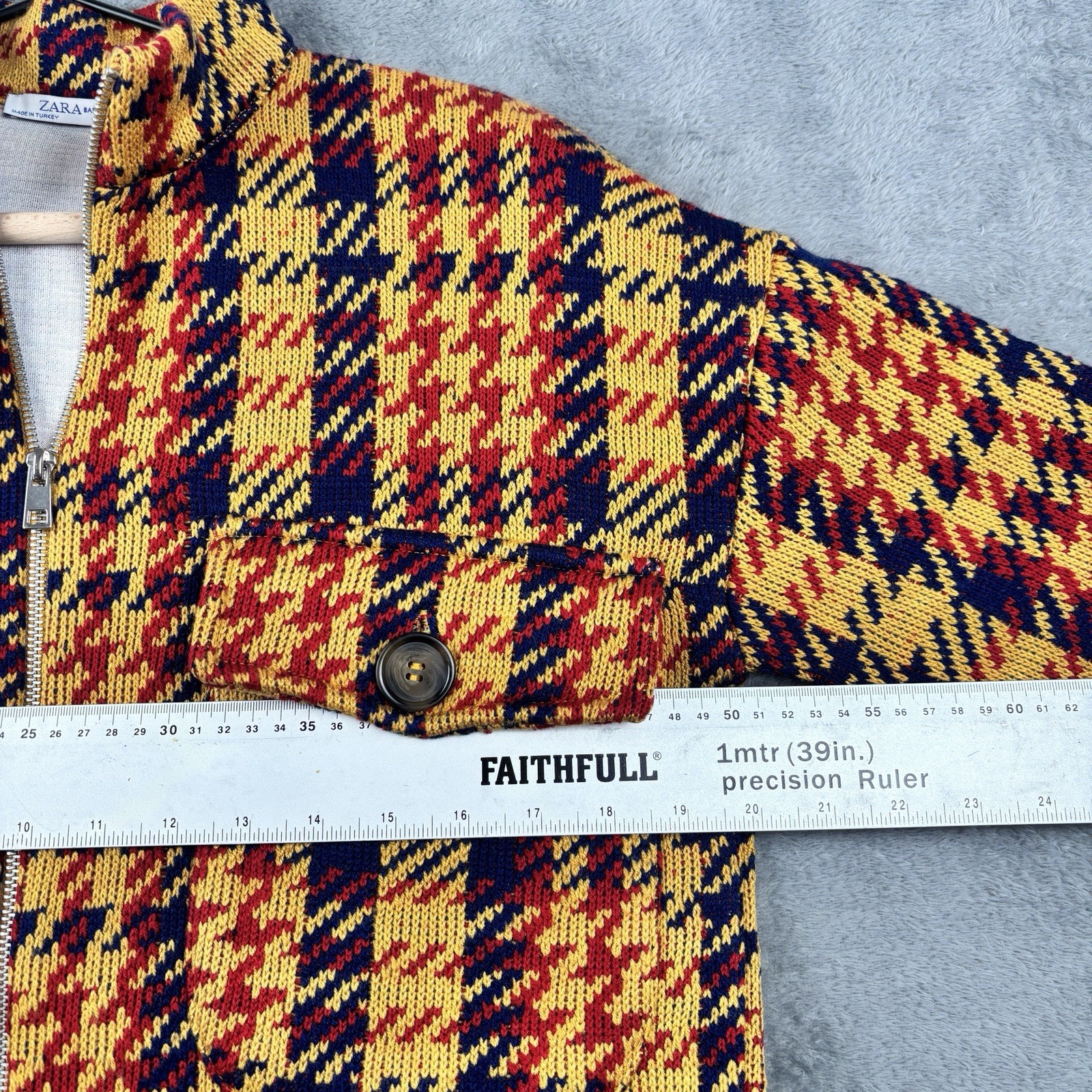 Zara Jacket Womens Small Funky Basic Orange Aztec… - image 5