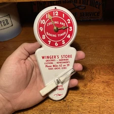 Vintage Wingers Store Teeds Grove Iowa Metal Sign Egg Timer hardware country sto