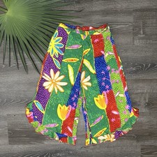 Jams World Womens Pants Size M Crop Capri Freckles Floral Boho Ruffle Hem - FLAW
