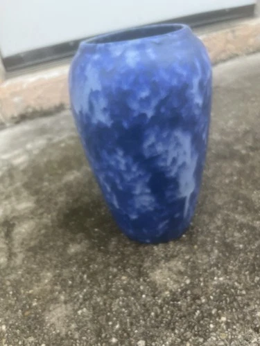 Brush McCoy Vellum 1930s Vintage Art Pottery Blue Matrt Pottery Vase