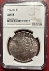 1922-D Peace Dollar. NGC AU-58. Free Shipping