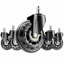 Office Rubber Chair Casters Replacement, 3 Inch Heavy-Duty Computer Gaming De...