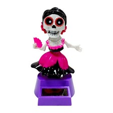 Solar Dancing Toy Halloween Skeleton Women Solar Powered Shaking Head Decor