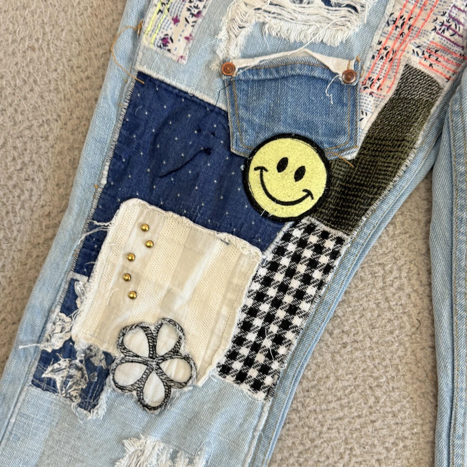 BDG牛仔裤女式25拼布喇叭波西米亚刺绣钩针节 — 第 4/4 张图片