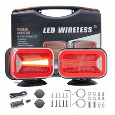 Magnetic Wireless LED Trailer Light Kit Rechargeable 7-Pin Plug for Truck RV