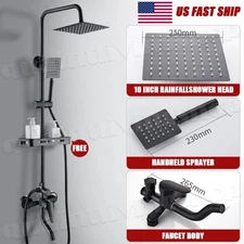 Shower Head Combo High Pressure Rain Shower Head with Handheld Spray Set Black