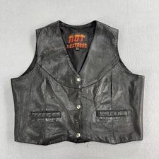 Hot Leathers Vest Mens XL Black Genuine Leather Motorcycle Biker Western Classic