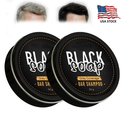 #ad 2x Men#x27;s Grey Coverage Bar Shampoo Hair Darkening Black Soap for Grey Hair Cover $7.85