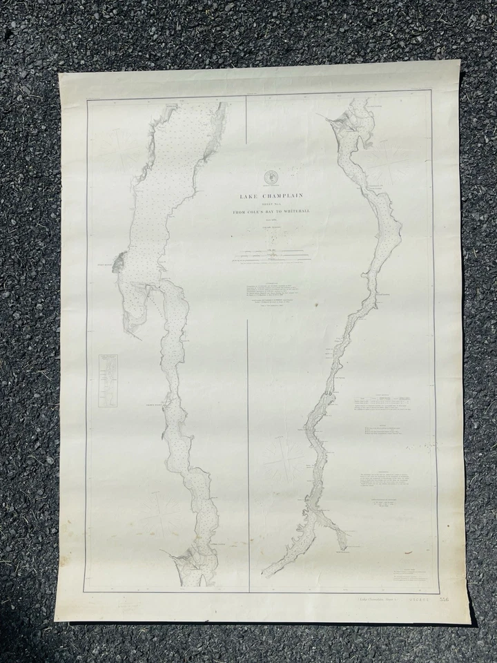 Antigo por volta de 1900 U.S.C. & G.S. Mapa topográfico do Lago Champlain. No.4 - Imagem 2 de 4