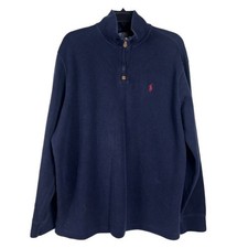 Polo Ralph Lauren Mens Size XL Navy Blue Quarter Zip Top Sweater Red Pony Fleece