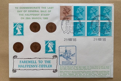 Great Britain 1985 Farewell to the Halfpenny on its Last Day Cover Windsor shs