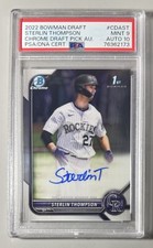 Sterlin Thompson Auto 2022 Bowman Draft 1st PSA 10 9 Prospect Chrome On Card RC