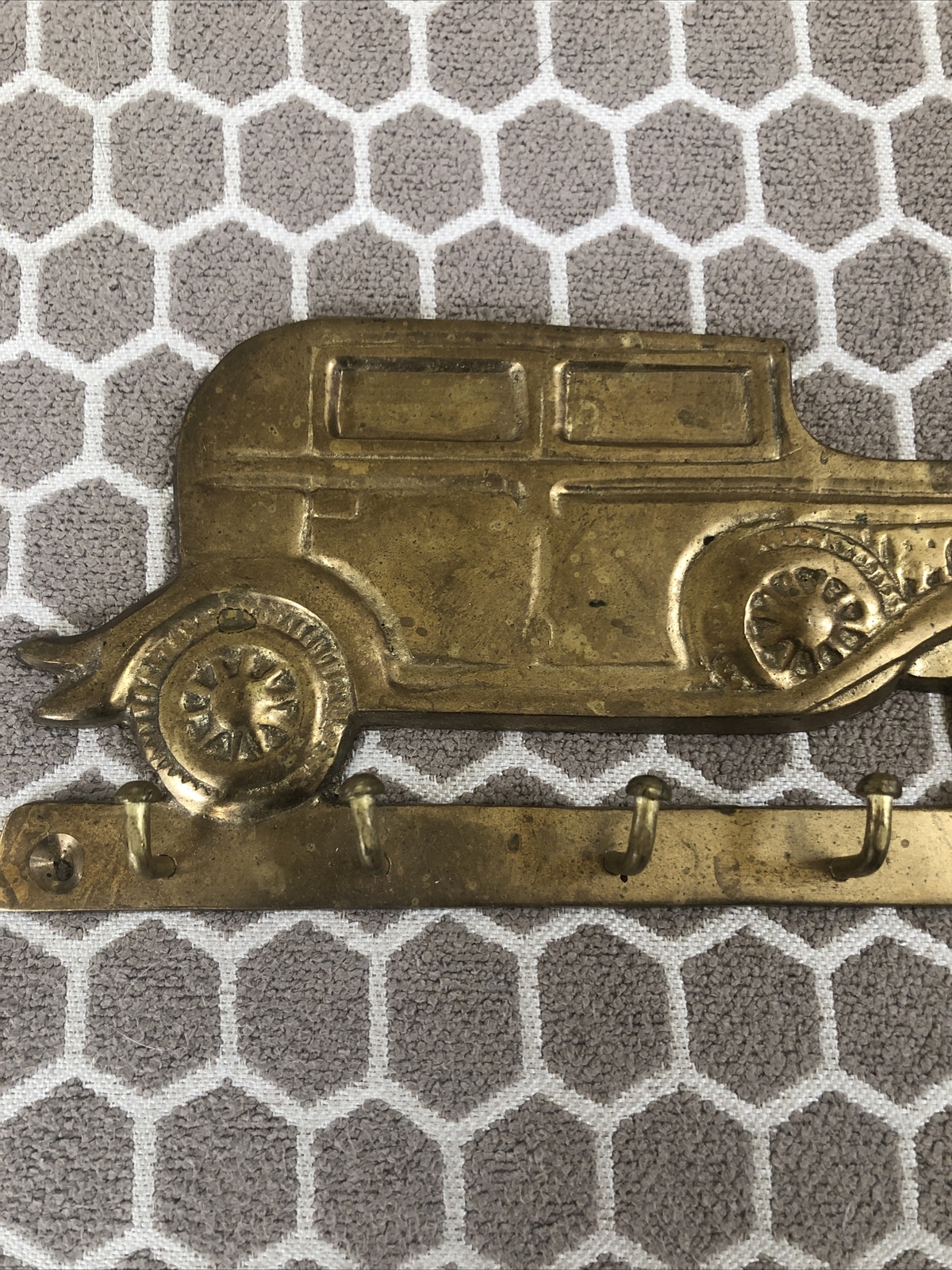 Vintage Brass Antique Car 5 Hook Wall Key Holder eBay