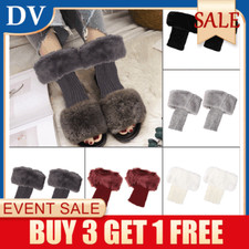 Winter Fur Boot Cuffs Toppers Ankle Warmer Knitted Crochet Warm Socks For Ladies