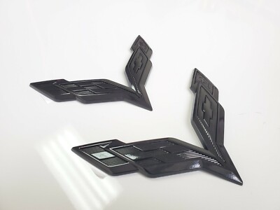 Corvette Emblem Front & Rear Gloss Black Cross Flags Emblems For - Foto 2