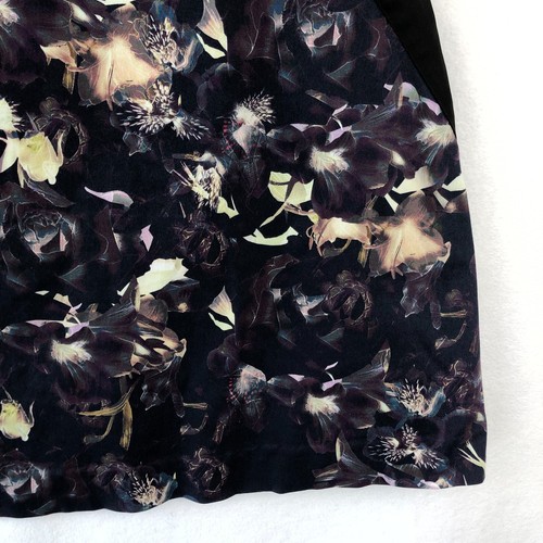 Cue In The City Womens Dark Floral Panel Short A-Line Skirt Office Whimsigoth 8 - Picture 4 of 11