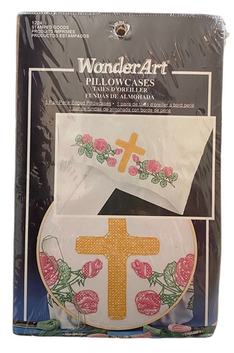 Wonder Art Stempel Kissenbezug für Crosstitch neu in Verpackung Design Kreuz und Rosen - Bild 2 von 6