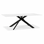 Table de salle à manger design TEPEE VERRE blanche en verre trempé pieds en méta