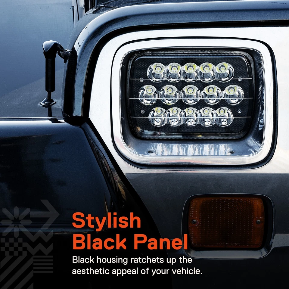 Par de faros LED negros de haz alto bajo 5x7 7x6 para Jeep Wrangler YJ Cherokee XJ Foto 2 de 4