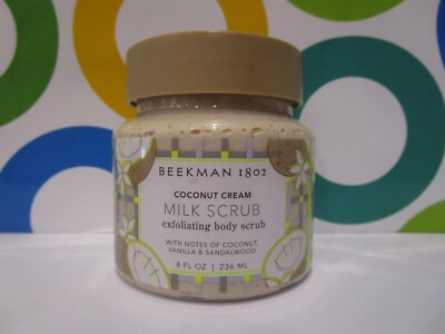 BEEKMAN 1802 ~ COCONUT CREAM MILK SCRUB EXFOLIATING BODY SCRUB ~ 8 OZ