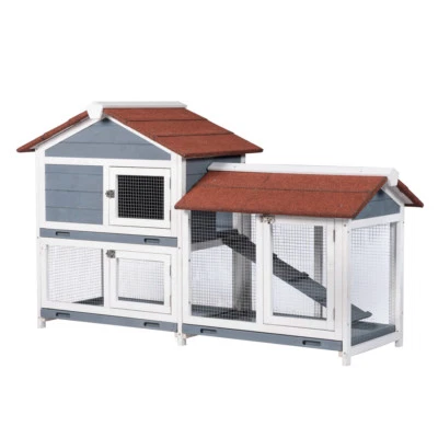 GDLF Two Floors Wood Outdoor Indoor Roof Waterproof Bunny Hutch Rabbit Cage PET House