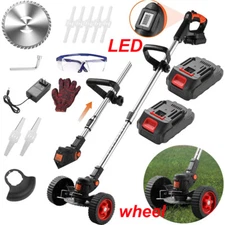 24V Cordless Weed Eater Electric Brush Cutter Lawn Edger Grass String Trimmer