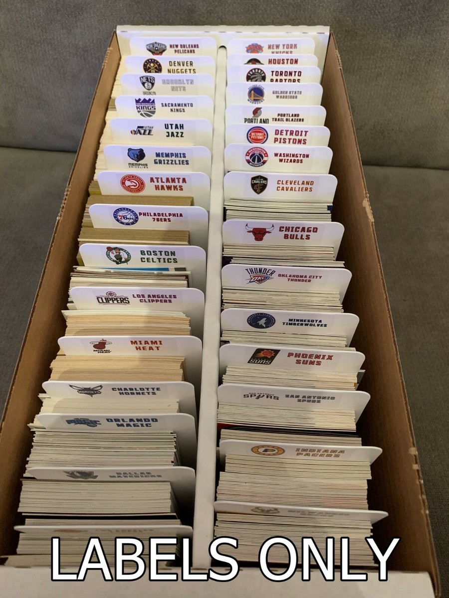 30 Customized NBA Logo Team Labels For BCW Sports Card Tall