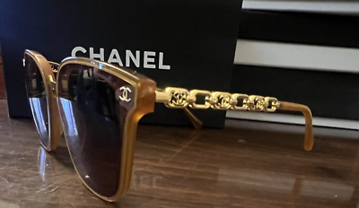 Chanel Brown Sunglasses With Gold Logo On Sides | eBay Chanel Brown Sunglasses With Gold Logo On Sides | eBay