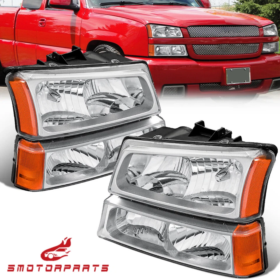 For 2003-2006 Chevy Silverado 1500 2500 HD 3500 Chrome Housing Headlights Foto 2 de 4