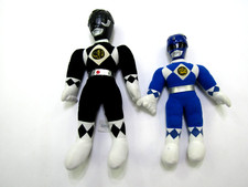 VTG Lot of 2 Mighty Morphin Power Ranger Plush Black Ranger  Blue Ranger 1993