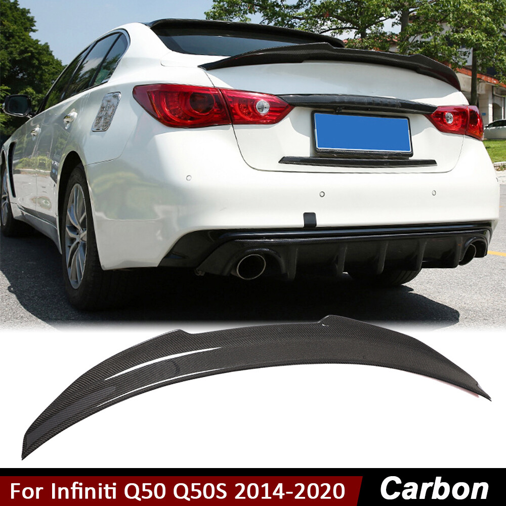 For Infiniti Q50 Q50S 2014-2020 REAL CARBON FIBER Rear Trunk Spoiler Boot Wing