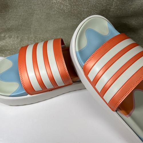 Sandali Adidas Slides platform Adilette donna taglia 11 arancione multi comfort schiuma - Foto 4 di 10