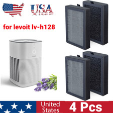 LV-H128 Series 3-Stage Desktop Filter Set LV-H128-RF: 4 Packs Air Purifier Replacement for LEVOIT LV-H128-RF, 3-In-1 Pre,H13