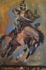 toile tableaux   soldat guerre cavalerie empire  30 x 45  cm