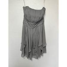 Davids Bridal Short Formal Gray Flutter Bottom Strapless Womans Size 12