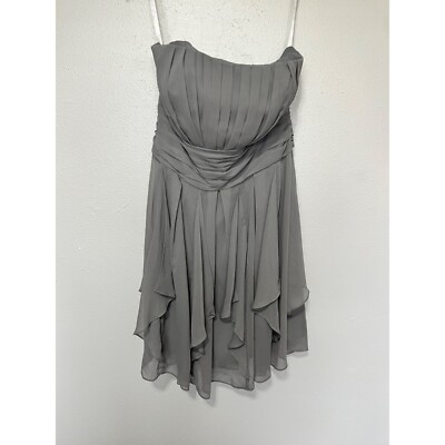 Davids Bridal Short Formal Gray Flutter Bottom Strapless Womans Size 12